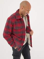 FatFace Dark Red Fjord Check Overshirt - Image 1 of 6
