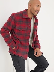 FatFace Dark Red Fjord Check Overshirt - Image 3 of 6