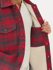 FatFace Dark Red Fjord Check Overshirt - Image 4 of 6