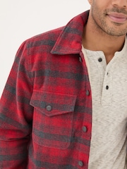 FatFace Dark Red Fjord Check Overshirt - Image 5 of 6