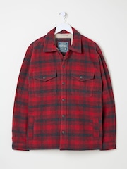 FatFace Dark Red Fjord Check Overshirt - Image 6 of 6