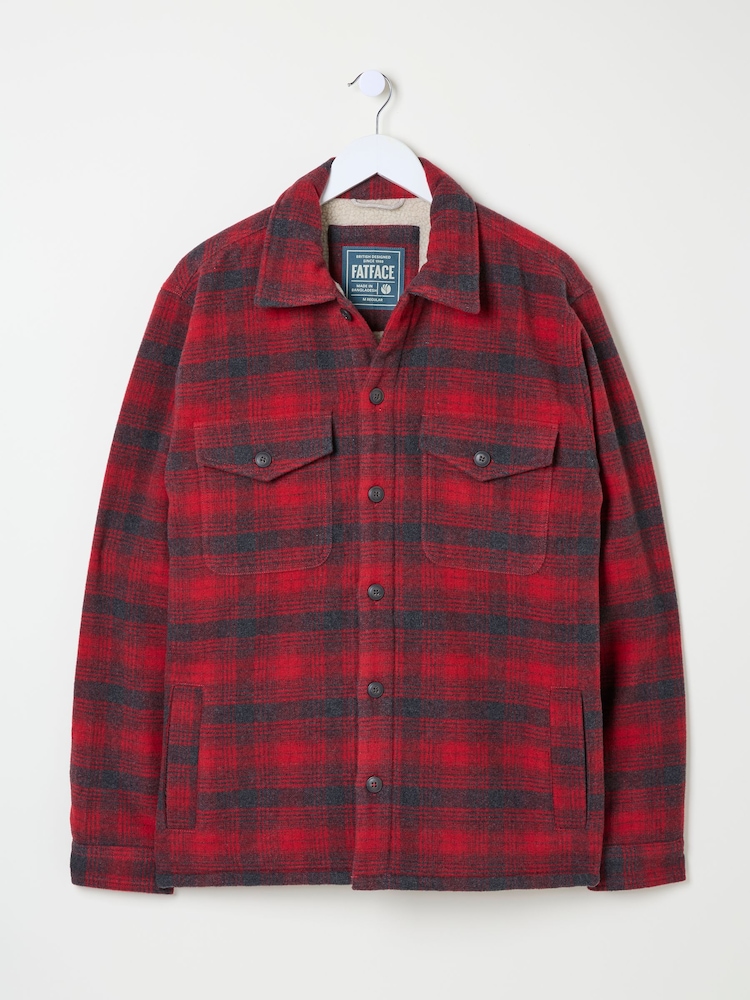 FatFace Dark Red Fjord Check Overshirt - Image 6 of 6 FatFace Dark Red Fjord Check Overshirt - Image 6 of 6