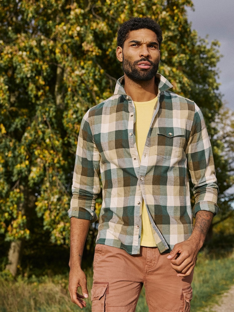 FatFace Stone Long Sleeve Buffalo Check Shirt - Image 1 of 6