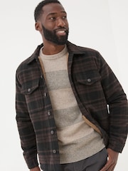 FatFace Dark Brown Fjord Check Overshirt - Image 1 of 7