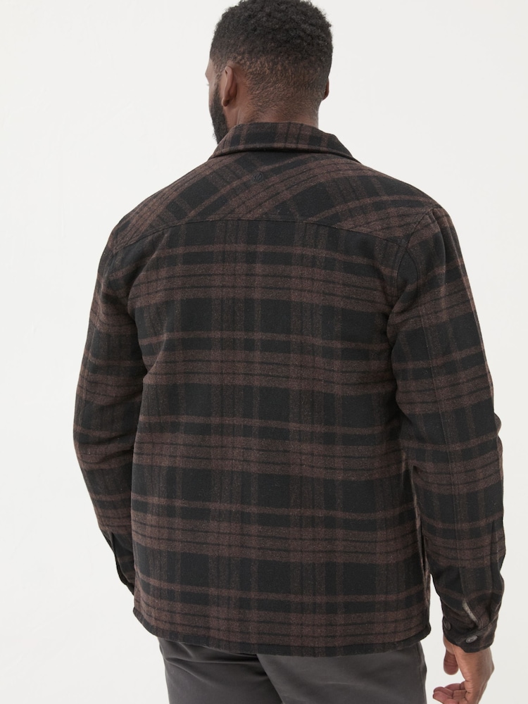 FatFace Dark Brown Fjord Check Overshirt - Image 2 of 7