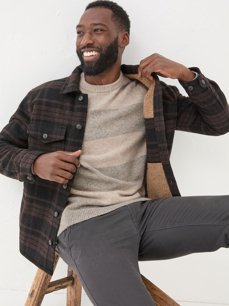 FatFace Dark Brown Fjord Check Overshirt - Image 2 of 6