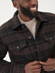 FatFace Dark Brown Fjord Check Overshirt - Image 4 of 7