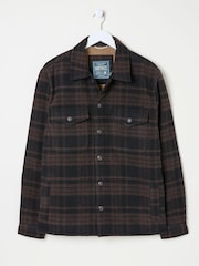 FatFace Dark Brown Fjord Check Overshirt - Image 6 of 7