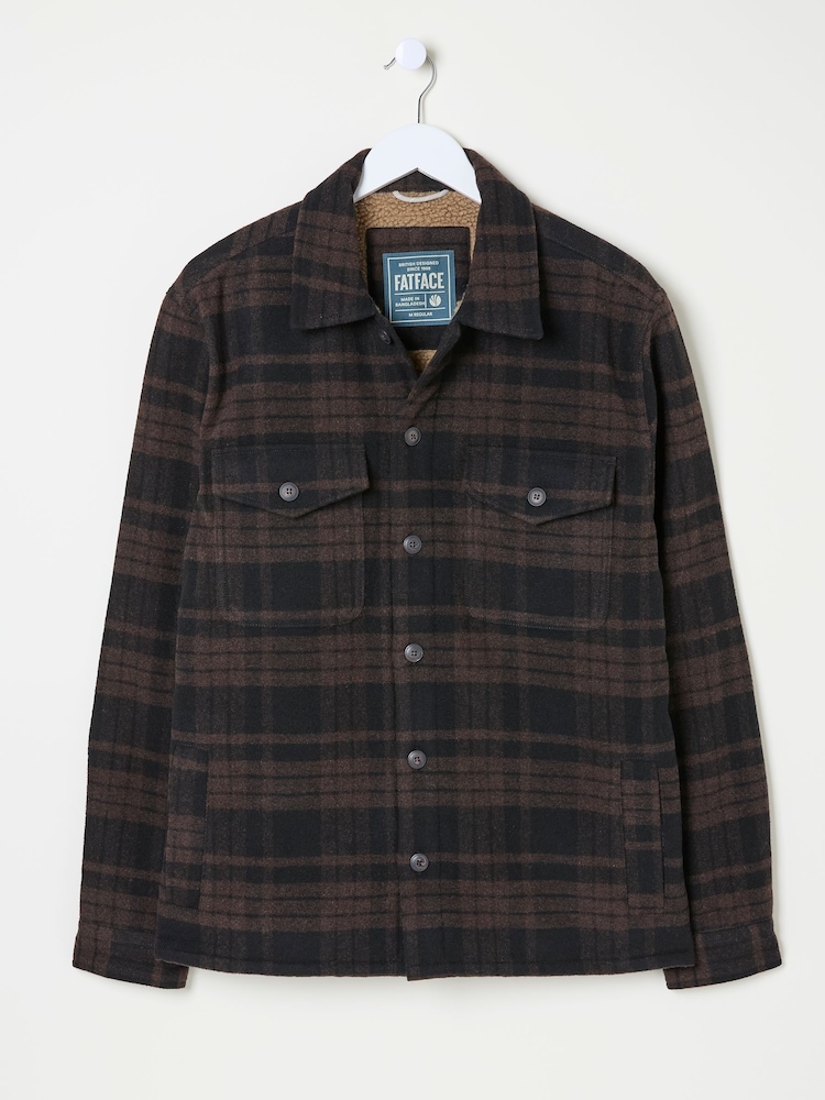 FatFace Dark Brown Fjord Check Overshirt - Image 7 of 7 FatFace Dark Brown Fjord Check Overshirt - Image 7 of 7