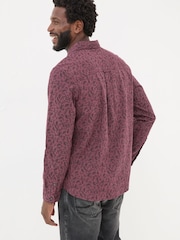 FatFace Burgundy Red Long Sleeve Vine Print 100% Cotton Shirt - Image 2 of 7