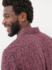 FatFace Burgundy Red Long Sleeve Vine Print 100% Cotton Shirt - Image 5 of 7