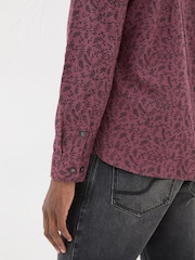 FatFace Burgundy Red Long Sleeve Vine Print 100% Cotton Shirt - Image 6 of 7