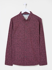 FatFace Burgundy Red Long Sleeve Vine Print 100% Cotton Shirt - Image 7 of 7