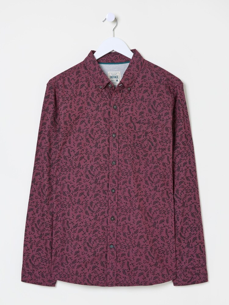 FatFace Burgundy Red Long Sleeve Vine Print 100% Cotton Shirt - Image 7 of 7 FatFace Burgundy Red Long Sleeve Vine Print 100% Cotton Shirt - Image 7 of 7