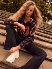 Black Ribbed Kickflare Trousers - Image 2 of 7