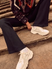 Black Ribbed Kickflare Trousers - Image 4 of 7
