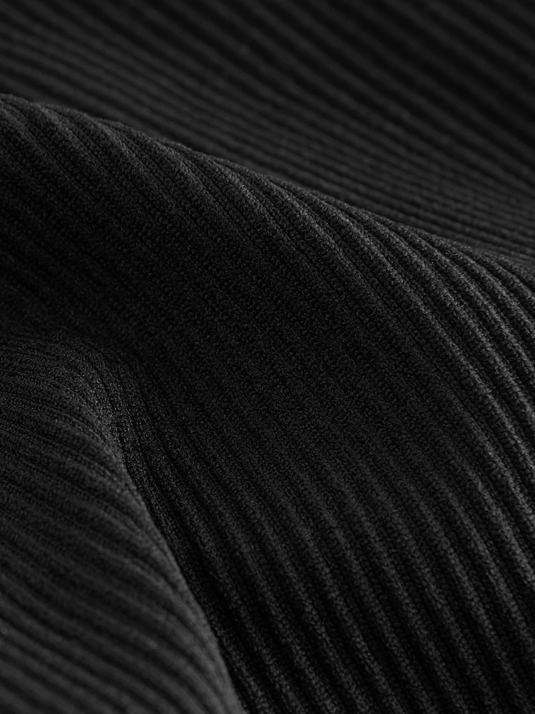 Black Ribbed Kickflare Leggings - Image 6 of 7