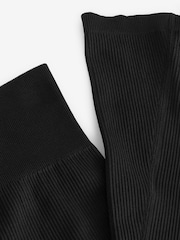 Black Ribbed Kickflare Trousers - Image 7 of 7