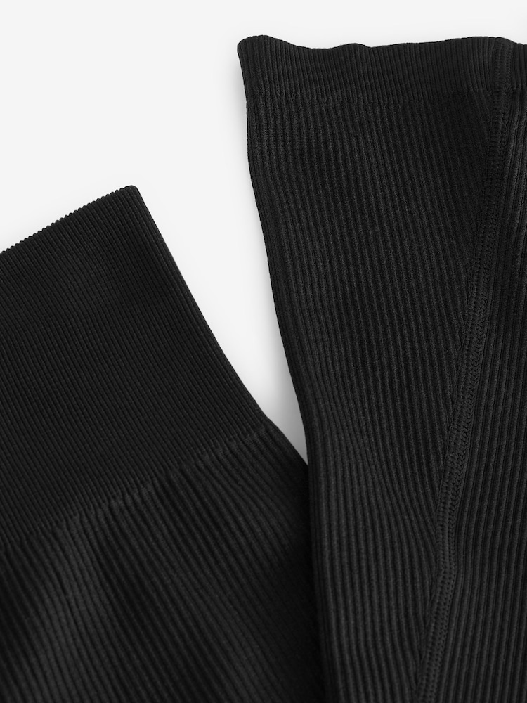 Black Ribbed Kickflare Trousers - Image 7 of 7
