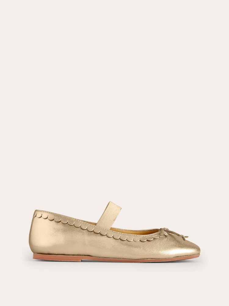 Boden Gold Leather Ballet Flats - Image 1 of 3
