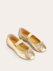 Boden Gold Leather Ballet Flats - Image 2 of 3