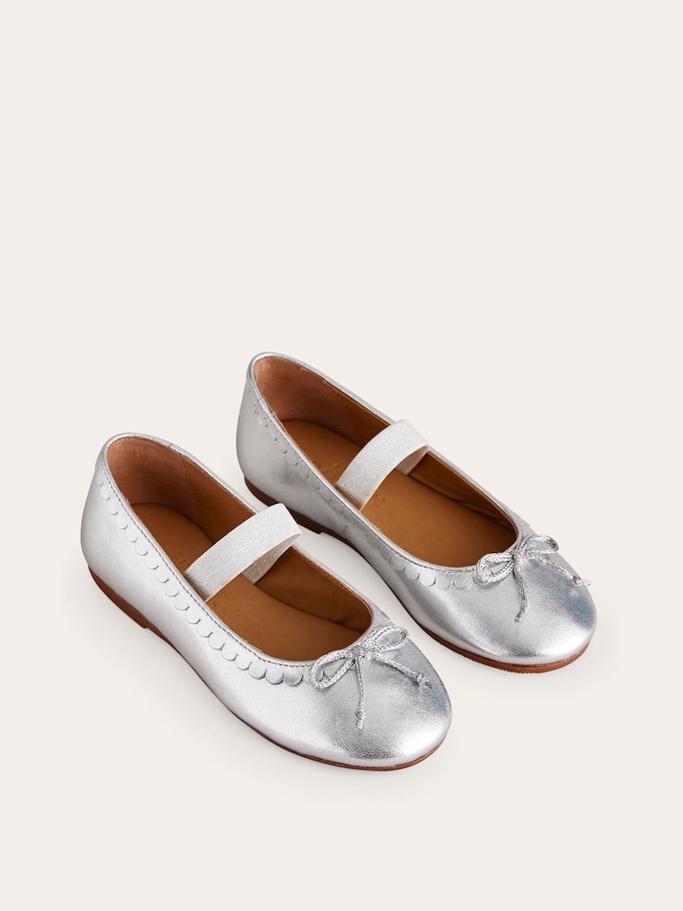 Boden Silver Leather Ballet Flats - Image 1 of 3