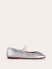 Boden Silver Leather Ballet Flats - Image 2 of 3