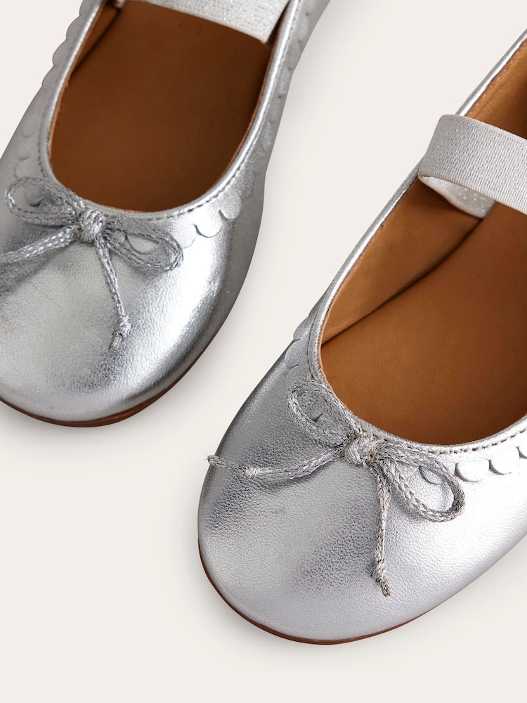Boden Silver Leather Ballet Flats - Image 3 of 3