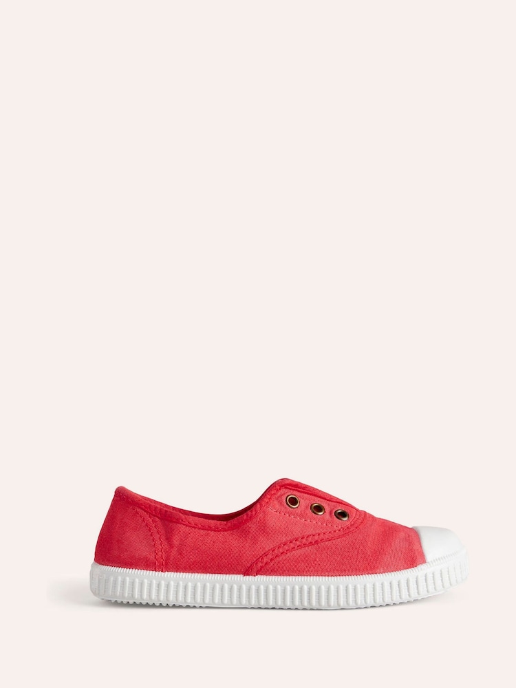 Boden Red Laceless Canvas Pull-Ons Trainers - Image 1 of 3