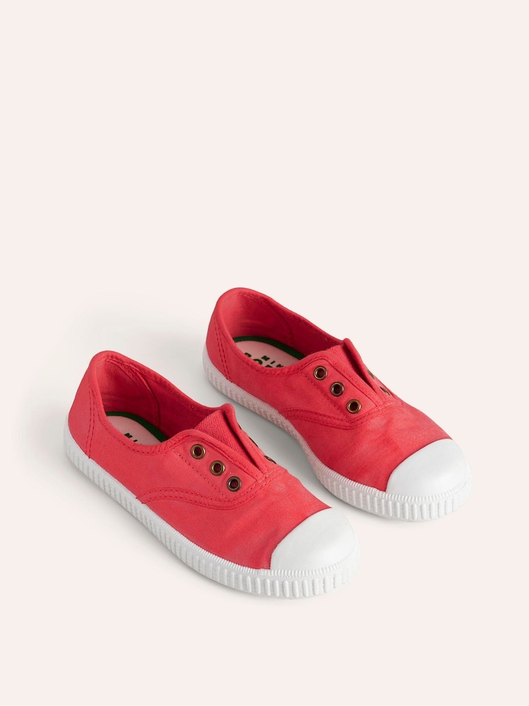 Boden Red Laceless Canvas Pull-Ons Trainers - Image 2 of 3