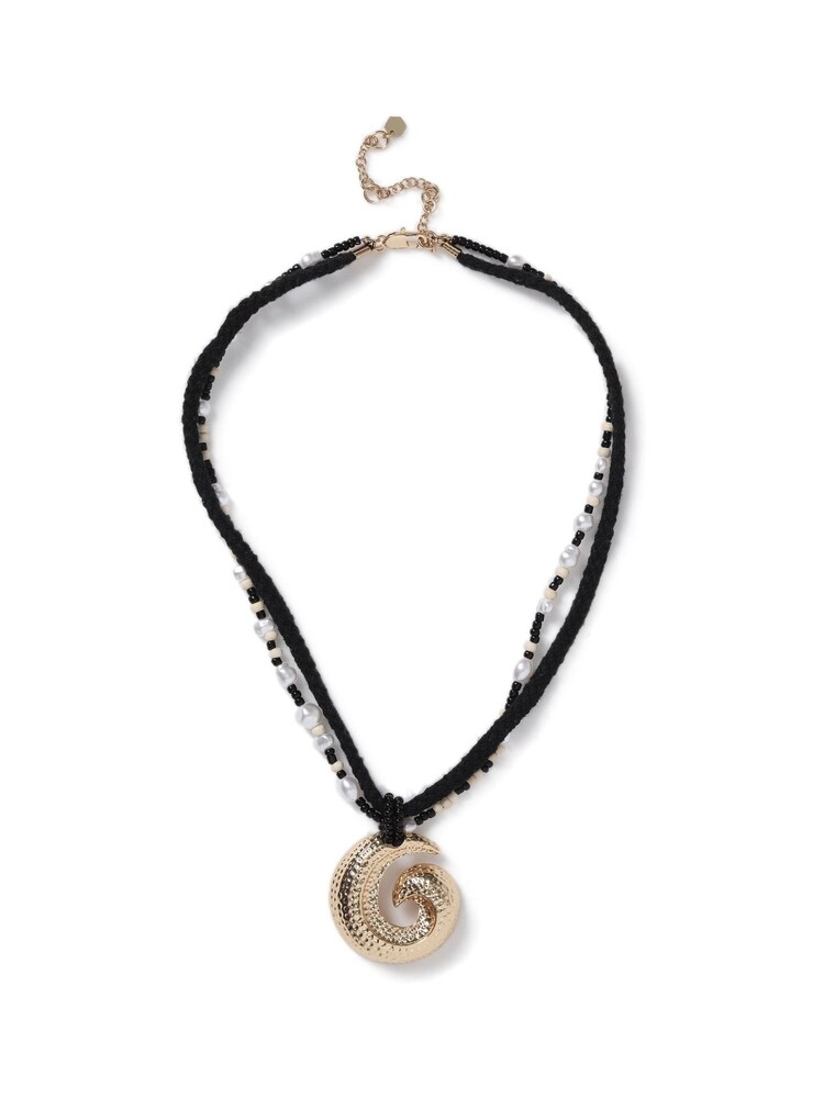 Aela  Rope With Gold Tone Swirl Black Pendant - Image 1 of 3
