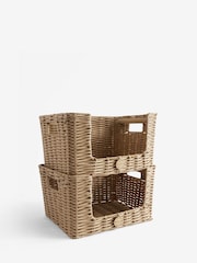 Set of 2 Plastic Wicker Kitchen Storage Baskets - Imagen 4 de 4