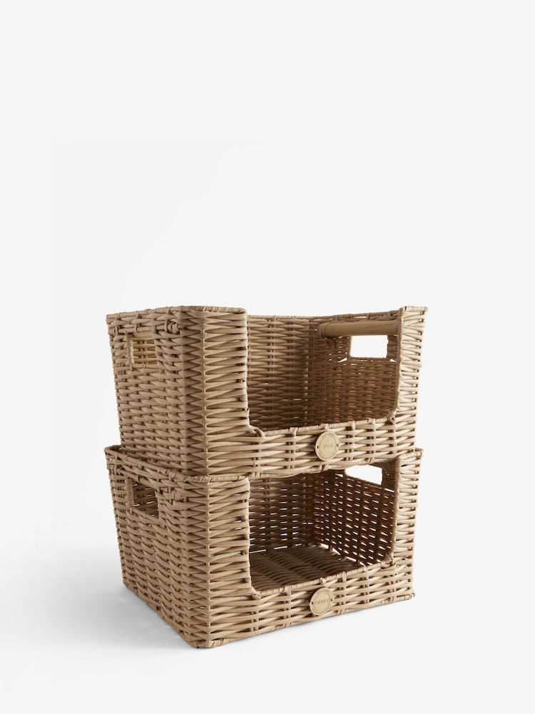 Set of 2 Plastic Wicker Kitchen Storage Baskets - Imagen 4 de 4