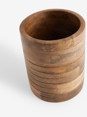 Natural Wooden Ribbed Utensil Pot - Image 5 of 5
