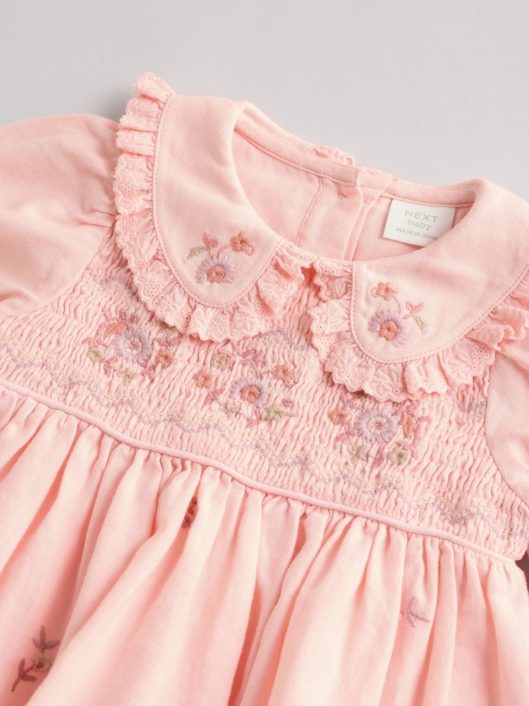 Pink Baby Embroidered Dress (0mths-2yrs) - Image 5 of 9