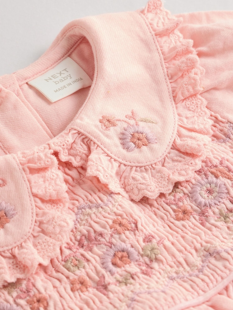 Pink Baby Embroidered Dress (0mths-2yrs) - Image 6 of 9