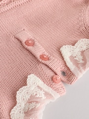Pink Floral Mesh Twofer Mesh Baby Dress (0mths-2yrs) - Image 5 of 7