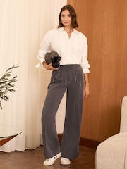 Love & Roses Grey Premium Ultra Wide Leg Trousers - Image 3 of 4