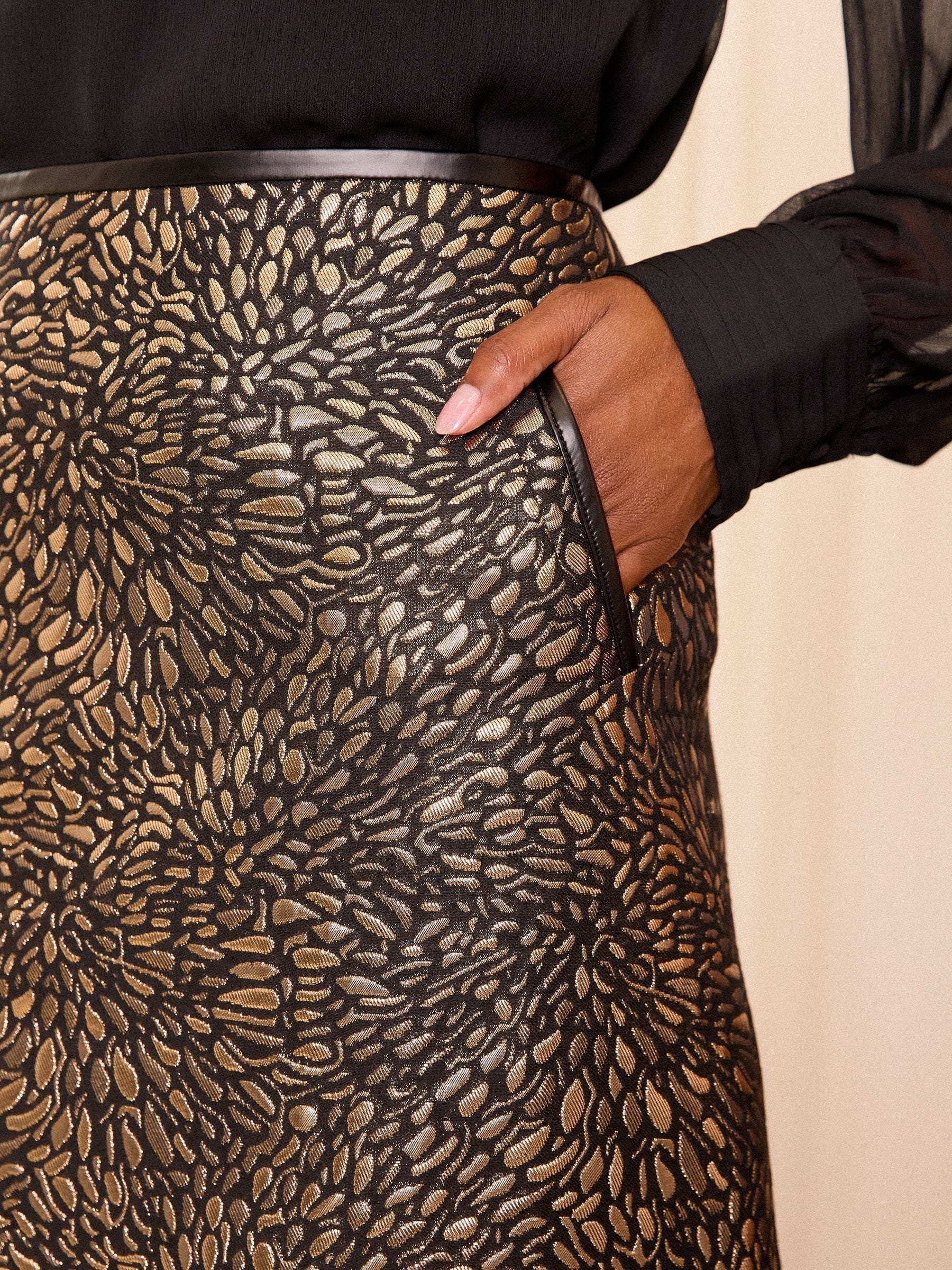 Buy Love & Roses Black and Gold Jacquard Mini Skirt from