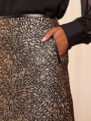 Love & Roses Black and Gold Jacquard Mini Skirt - Image 3 of 4