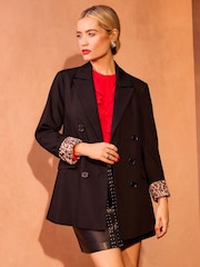 Love & Roses Black Cinched Waist Blazer - Image 1 of 4