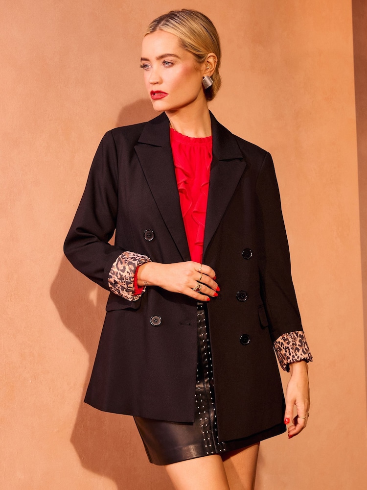 Love & Roses Black Cinched Waist Blazer - Image 1 of 4