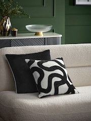 Black/White 43 x 43cm 100% Cotton Ula Wiggle Cushion - Image 1 of 5