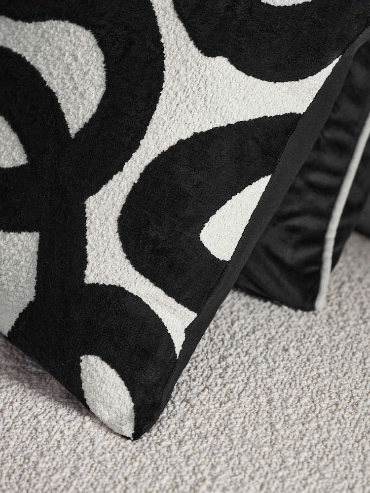 Black/White 43 x 43cm 100% Cotton Ula Wiggle Cushion - Image 2 of 5