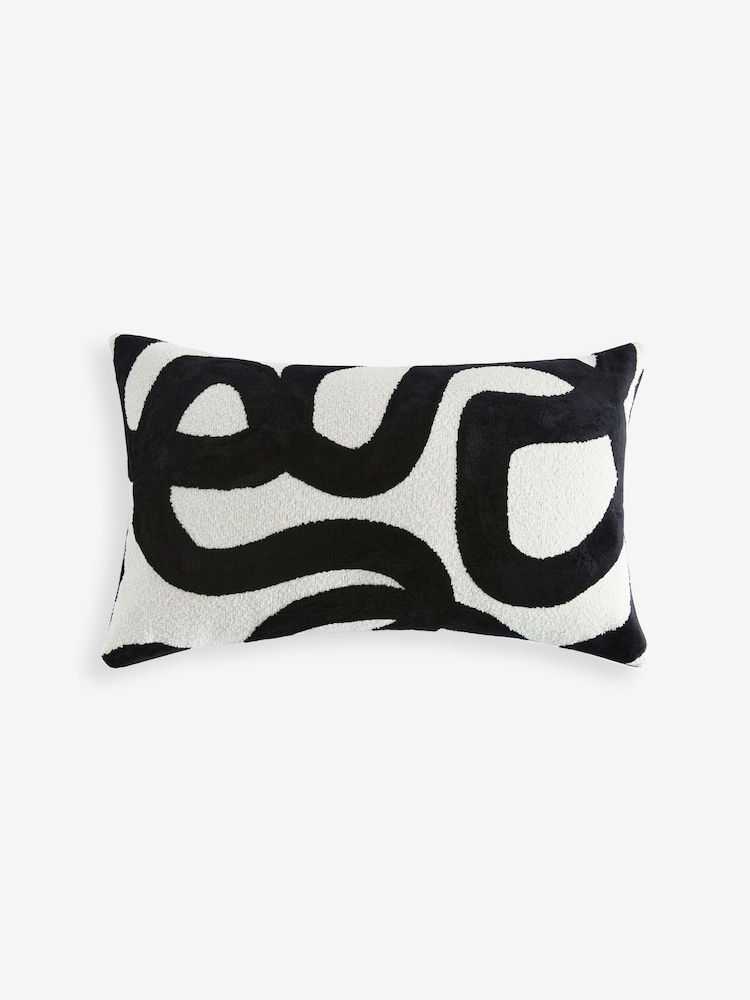 Black/White 50 x 30cm 100% Cotton Ula Wiggle Cushion - Image 3 of 5