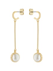 Ted Baker Gold Tone PERLLIE: Logo Pearl Long Drop Earrings - Image 4 of 5