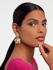 Ted Baker Gold Tone PETARIA: Flower Statement Drop Earrings - Image 1 of 4