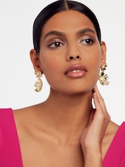 Ted Baker Gold Tone PETARIA: Flower Statement Drop Earrings - Image 2 of 4