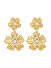 Ted Baker Gold Tone PETARIA: Flower Statement Drop Earrings - Image 3 of 4