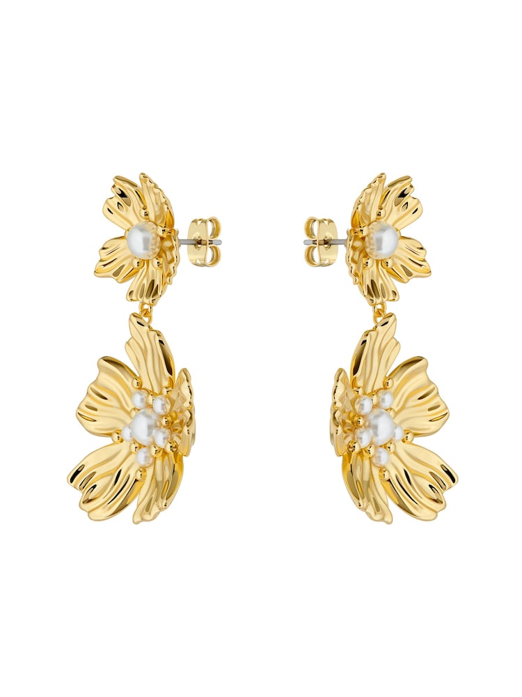 Ted Baker Gold Tone PETARIA: Flower Statement Drop Earrings - Image 4 of 4